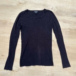George Womens Medium Black Long Sleeve Ribbed Crewneck Sweater Comfy Fall Casual